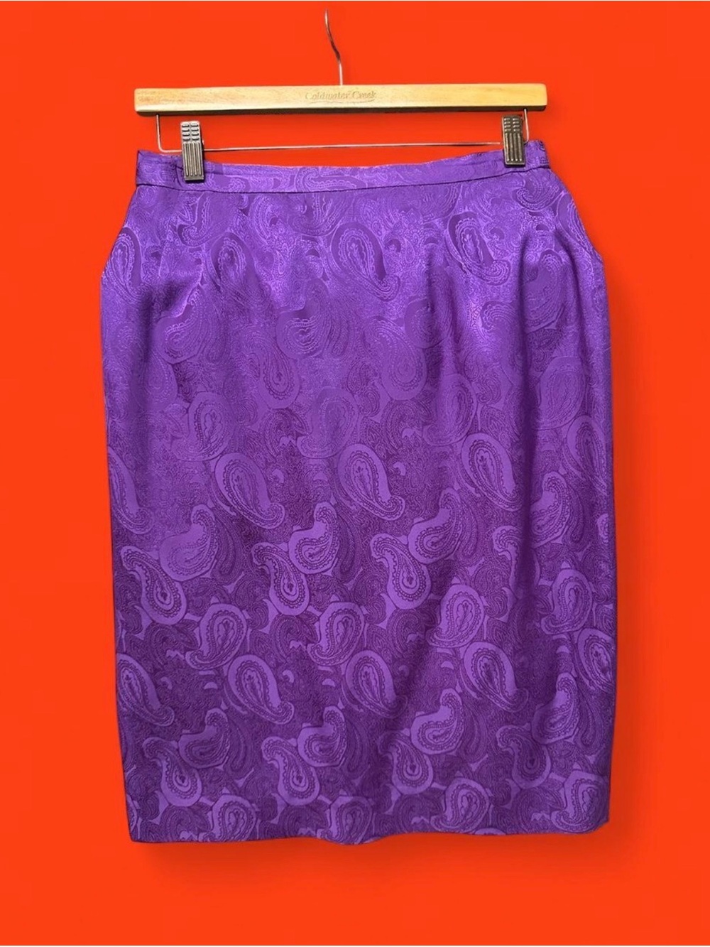 Vintage Liz Claiborne Purple Paisley Pencil silk skirt size small